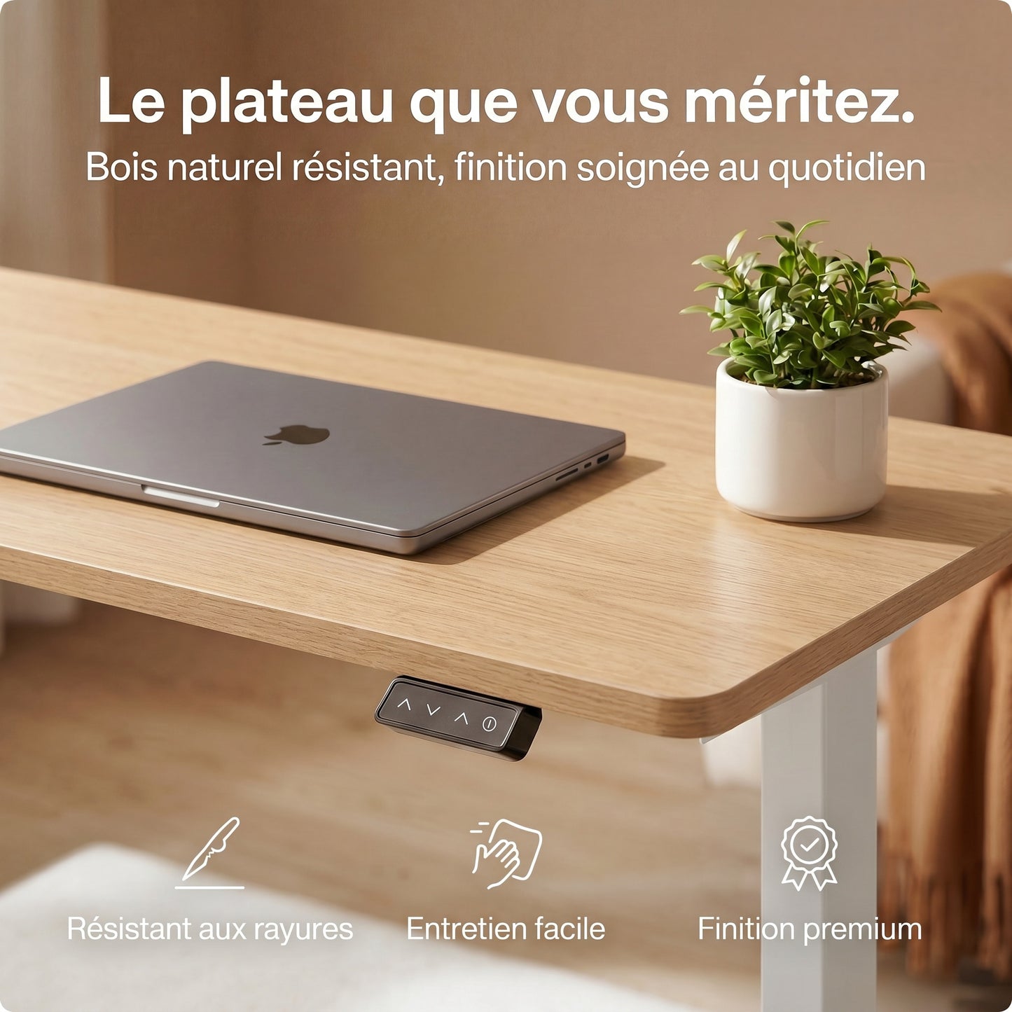 Bureau assis-debout électrique compact Postrua 120x60 cm — Beige