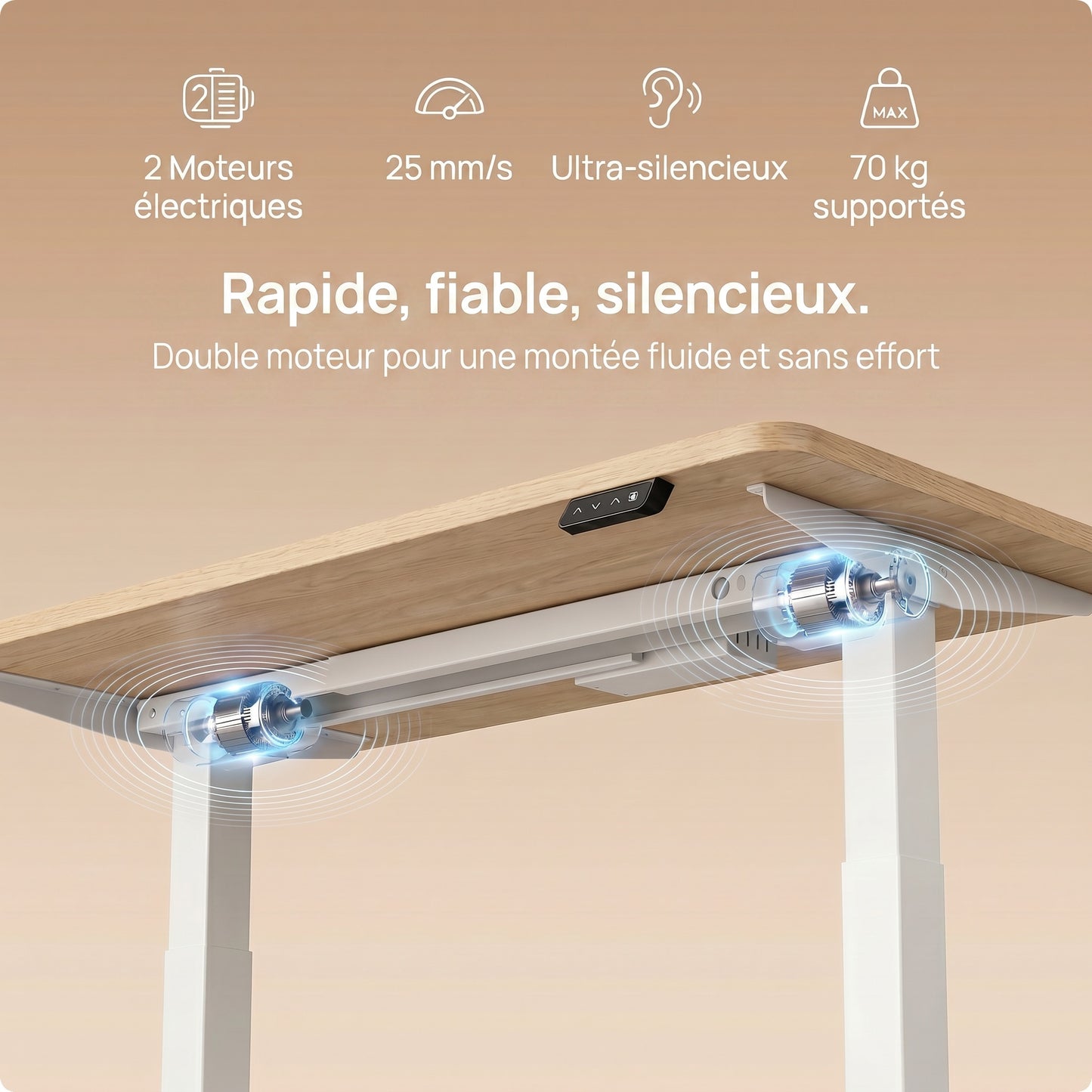 Bureau assis-debout électrique compact Postrua 120x60 cm — Beige