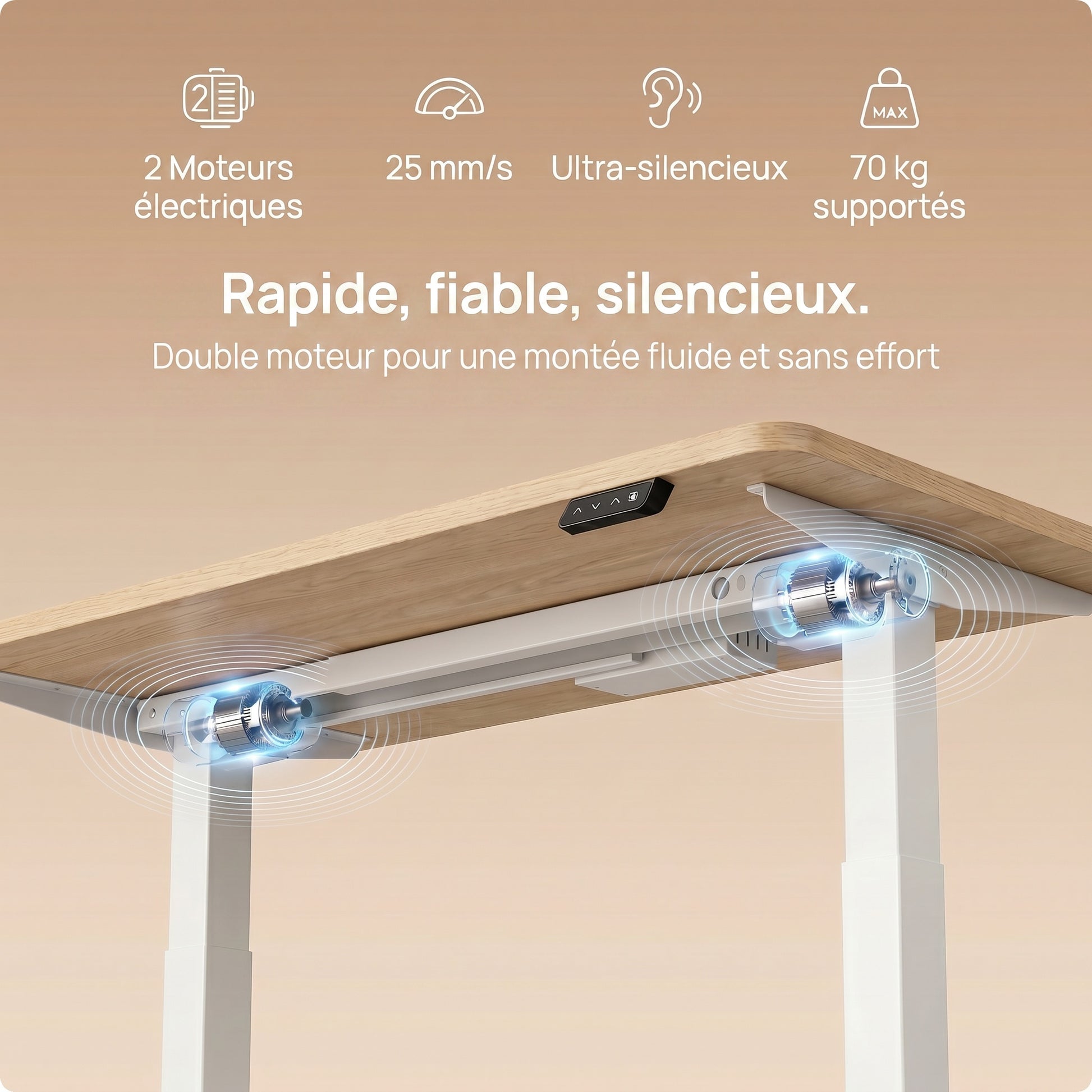 Bureau assis-debout électrique compact Postrua 120x60 cm — Beige