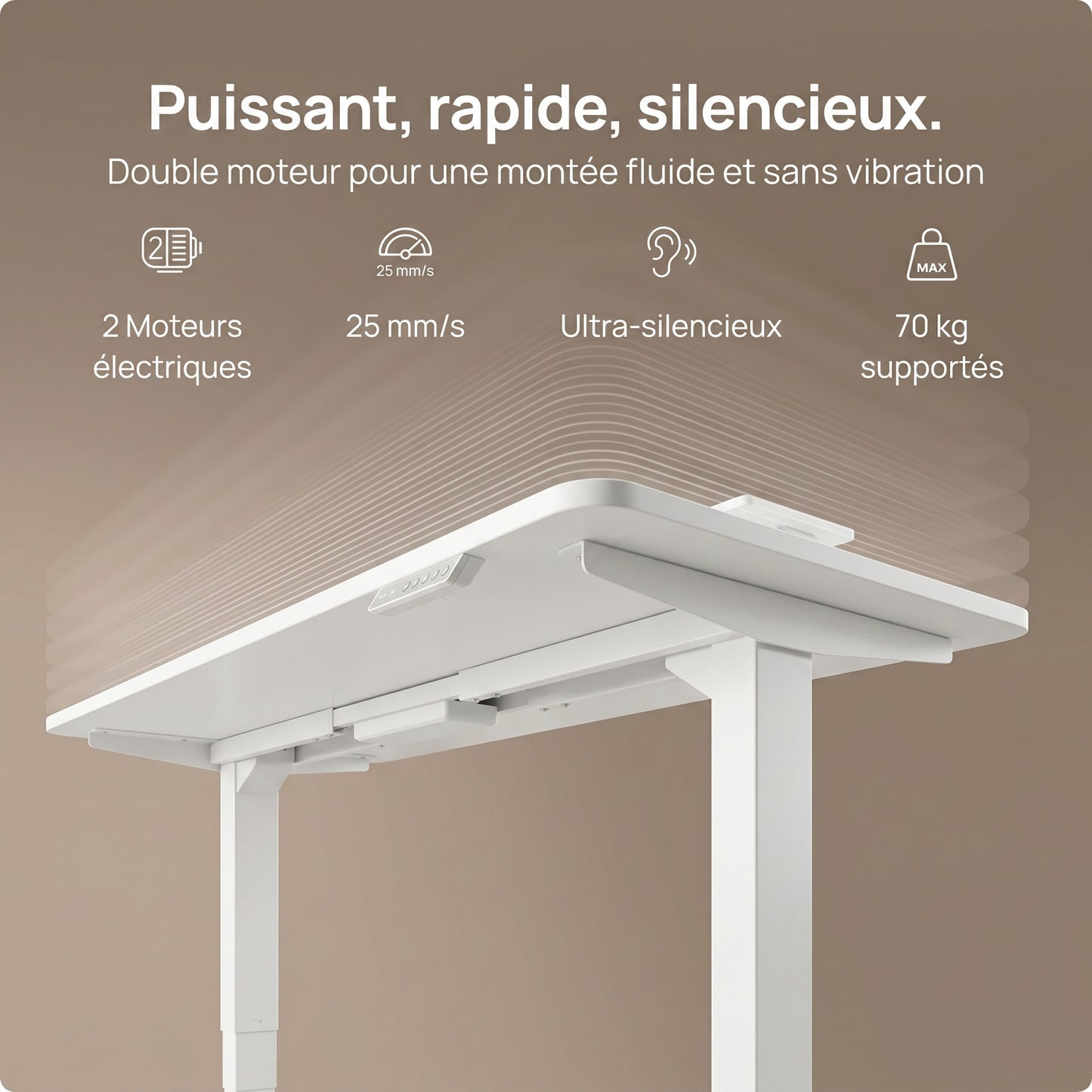 Bureau assis-debout électrique Postrua 160x70 cm — Blanc