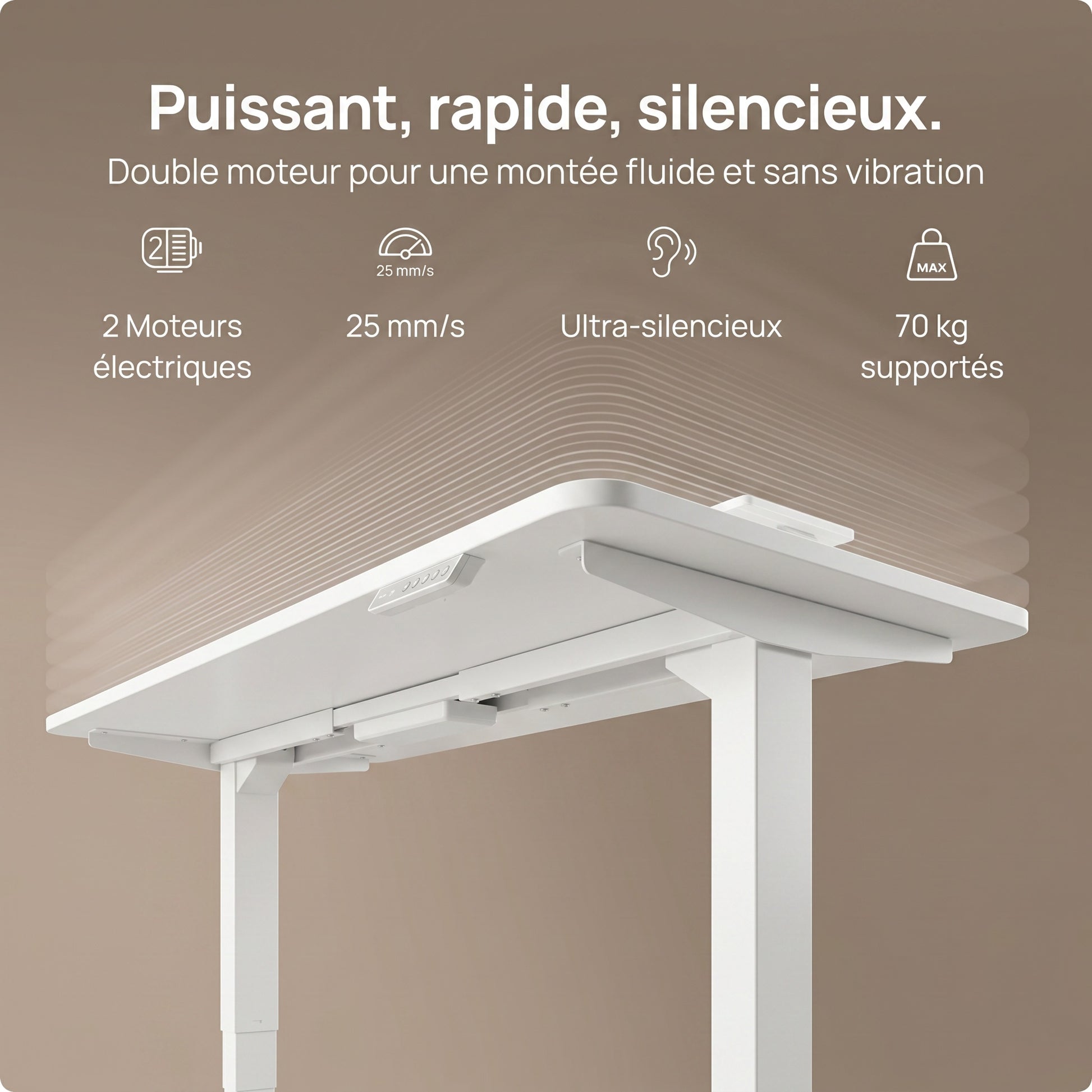 Bureau assis-debout électrique Postrua 160x70 cm — Blanc