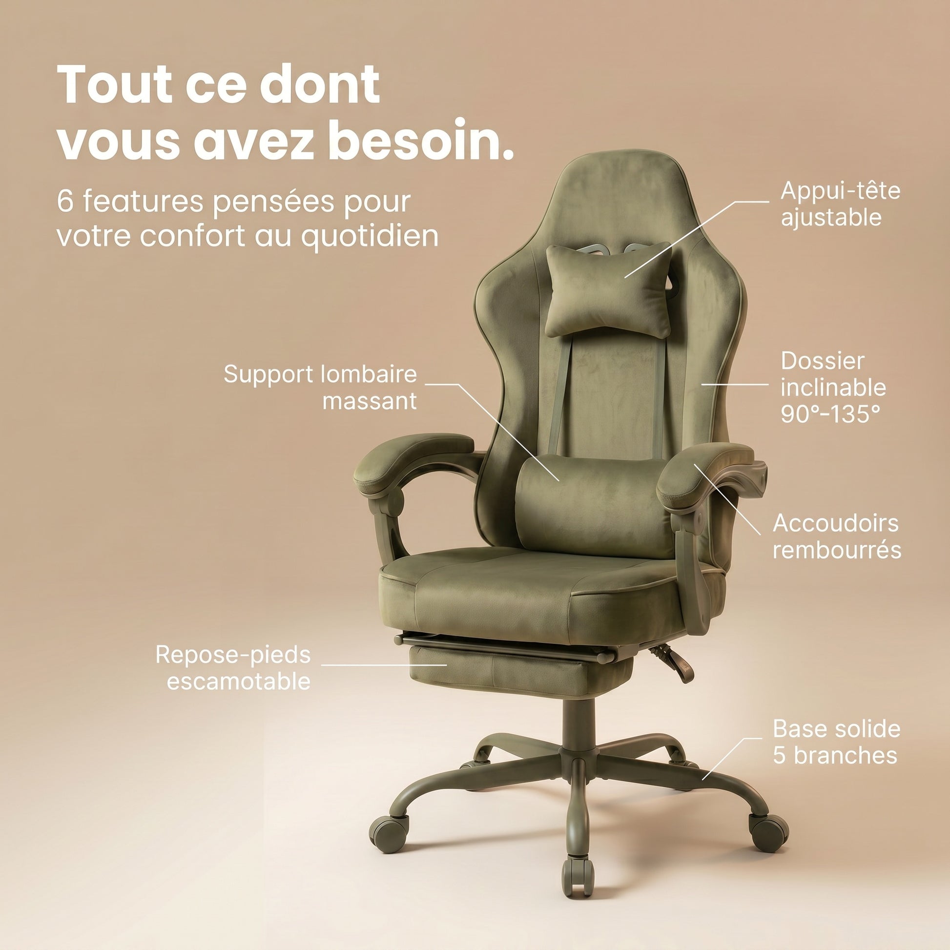 Chaise gaming vert