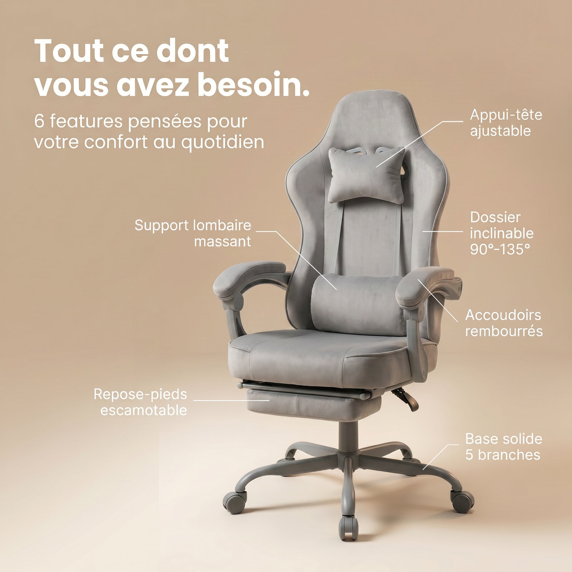 Chaise gaming gris