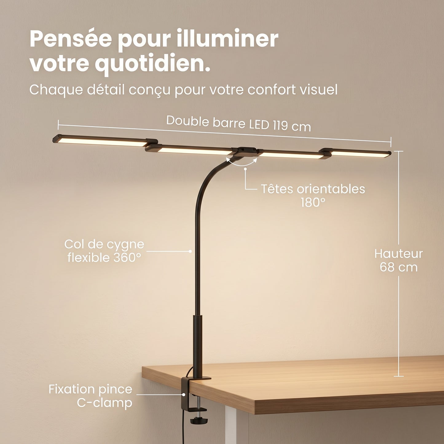 Lampe de bureau LED Postrua type architecte