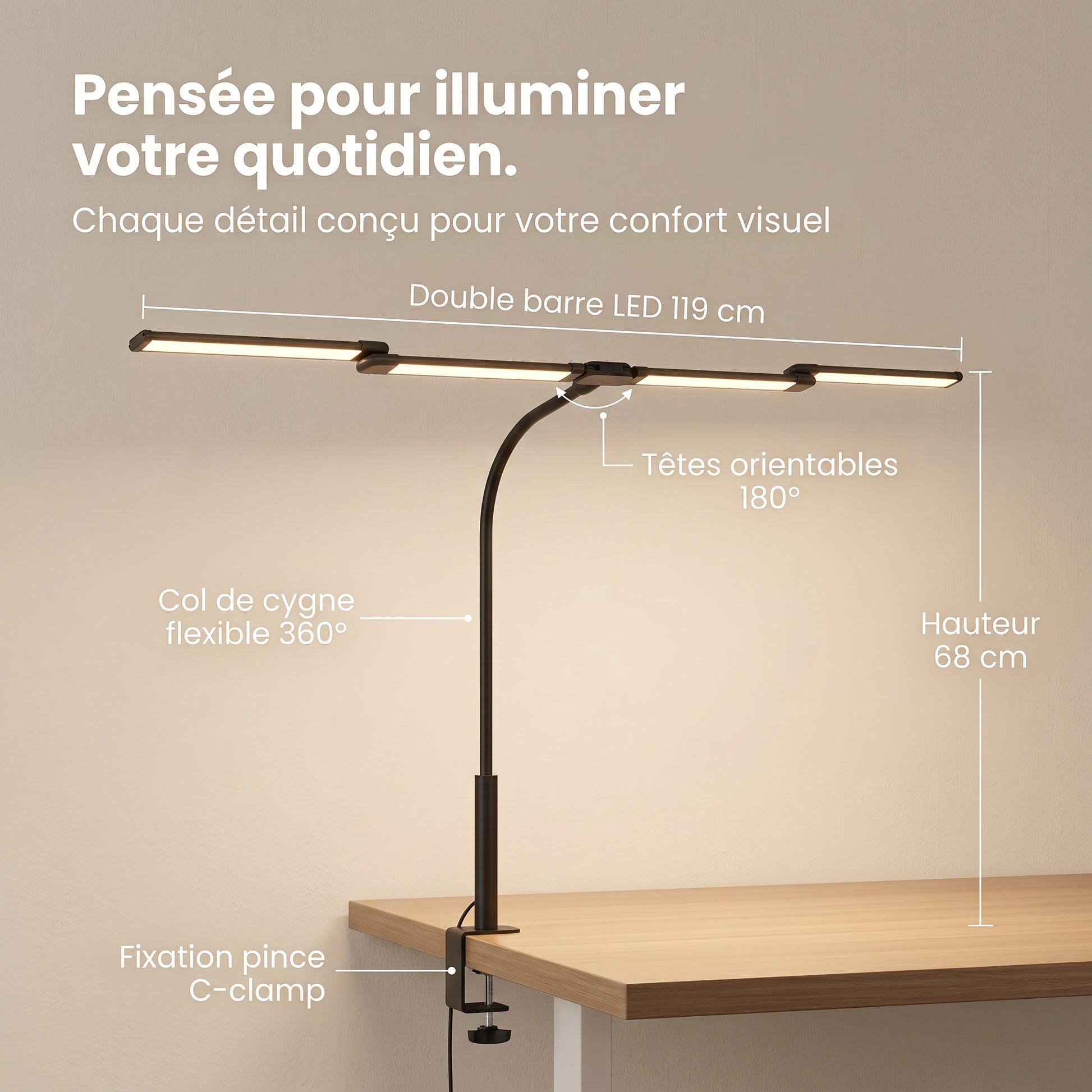 Lampe de bureau LED Postrua type architecte