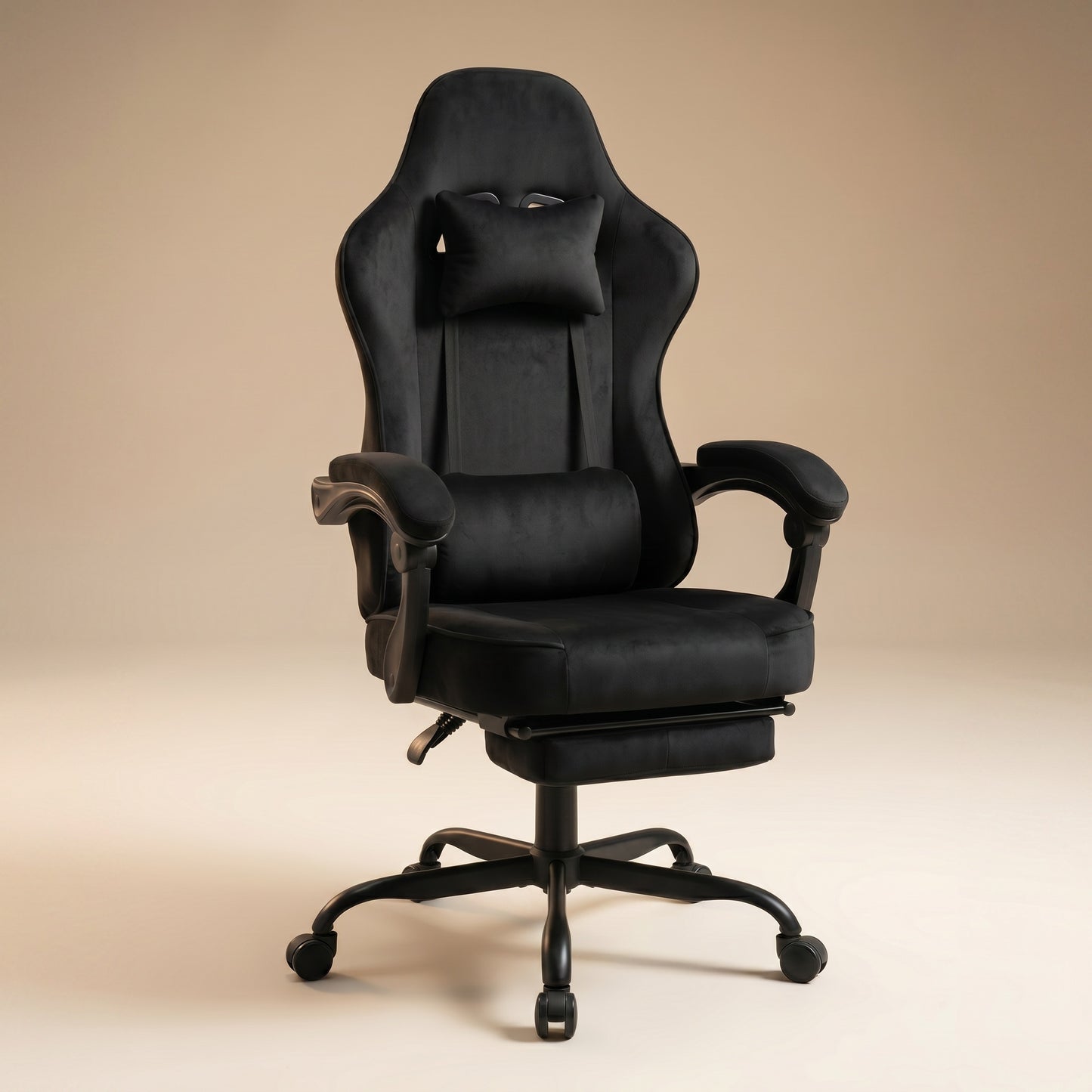 Chaise gaming ergonomique Postrua noire inclinable avec repose-pieds