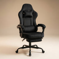 Chaise gaming ergonomique Postrua noire inclinable avec repose-pieds