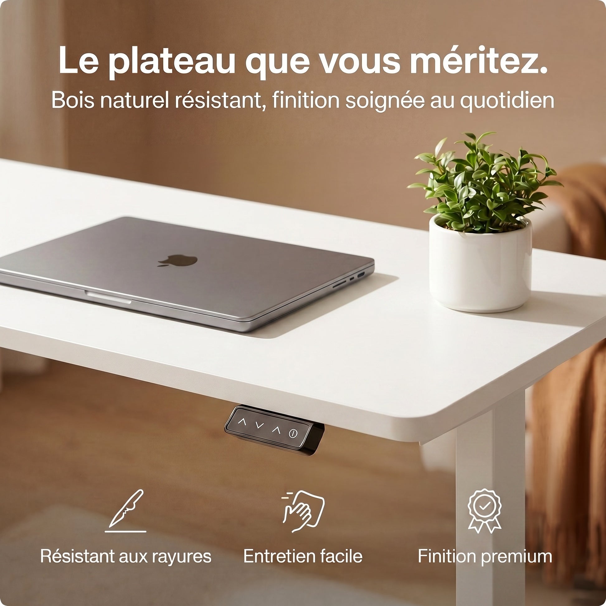 Bureau assis-debout électrique compact Postrua 120x60 cm — Blanc