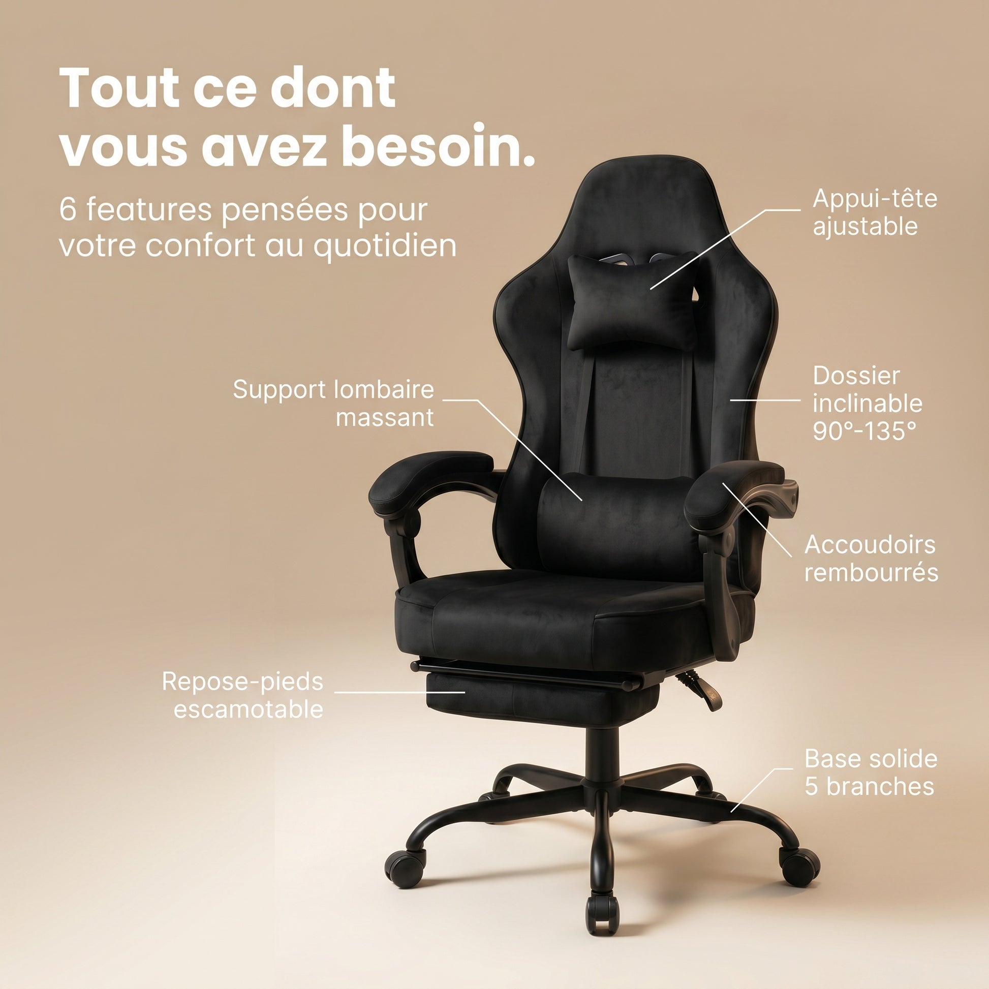 Chaise gaming noir