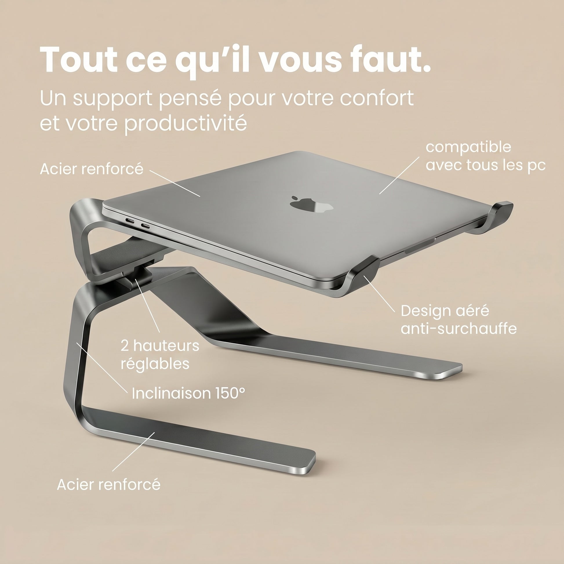 Support pour ordinateur portable Postrua en aluminium