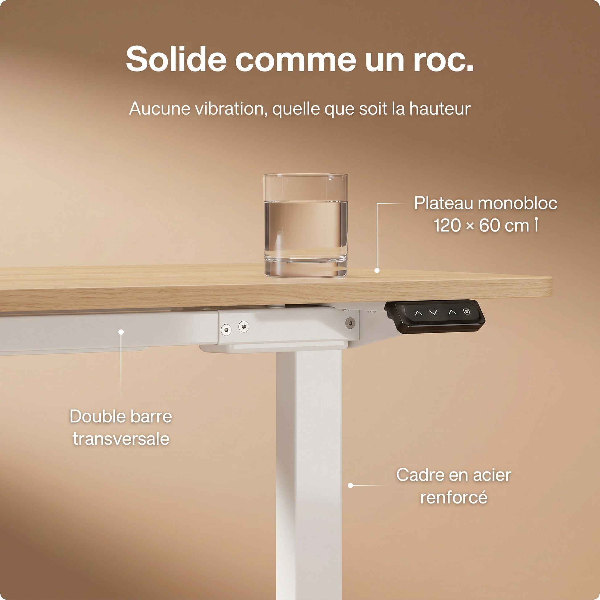 Bureau assis-debout électrique compact Postrua 120x60 cm — Beige