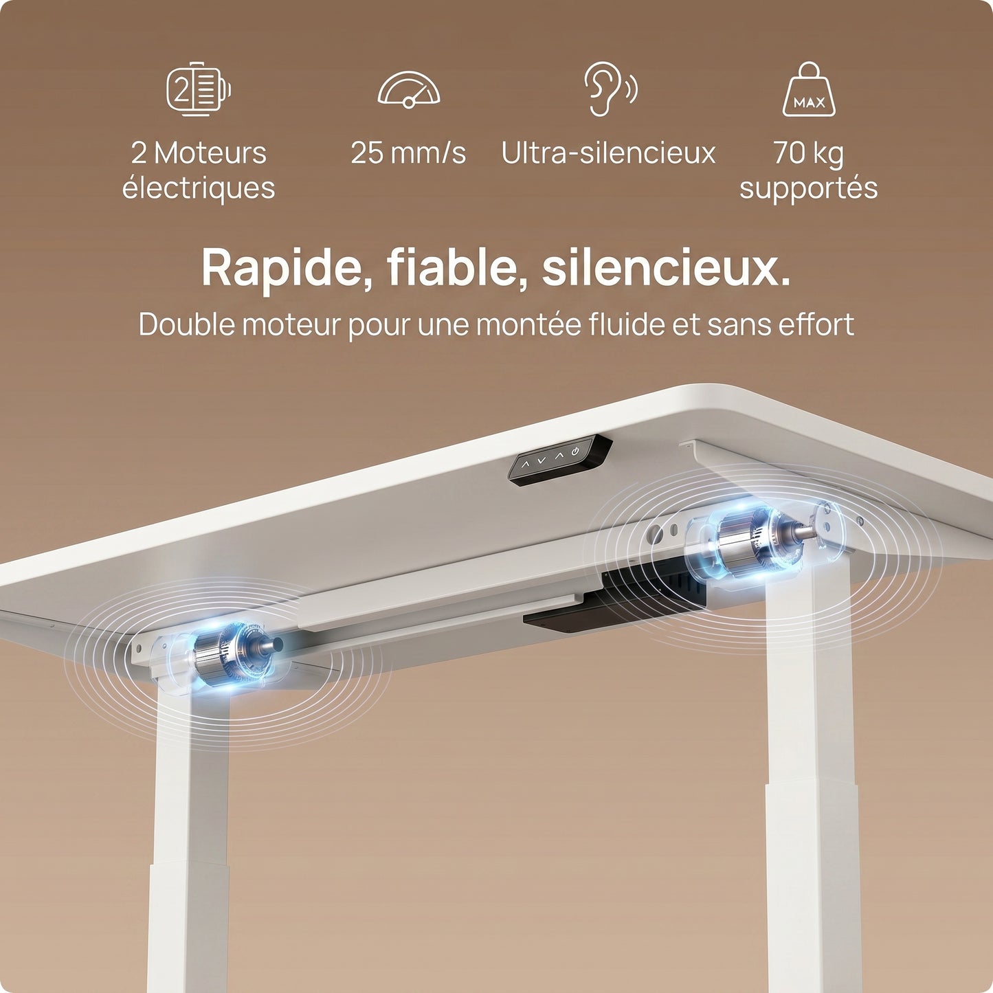 Bureau assis-debout électrique compact Postrua 120x60 cm — Blanc