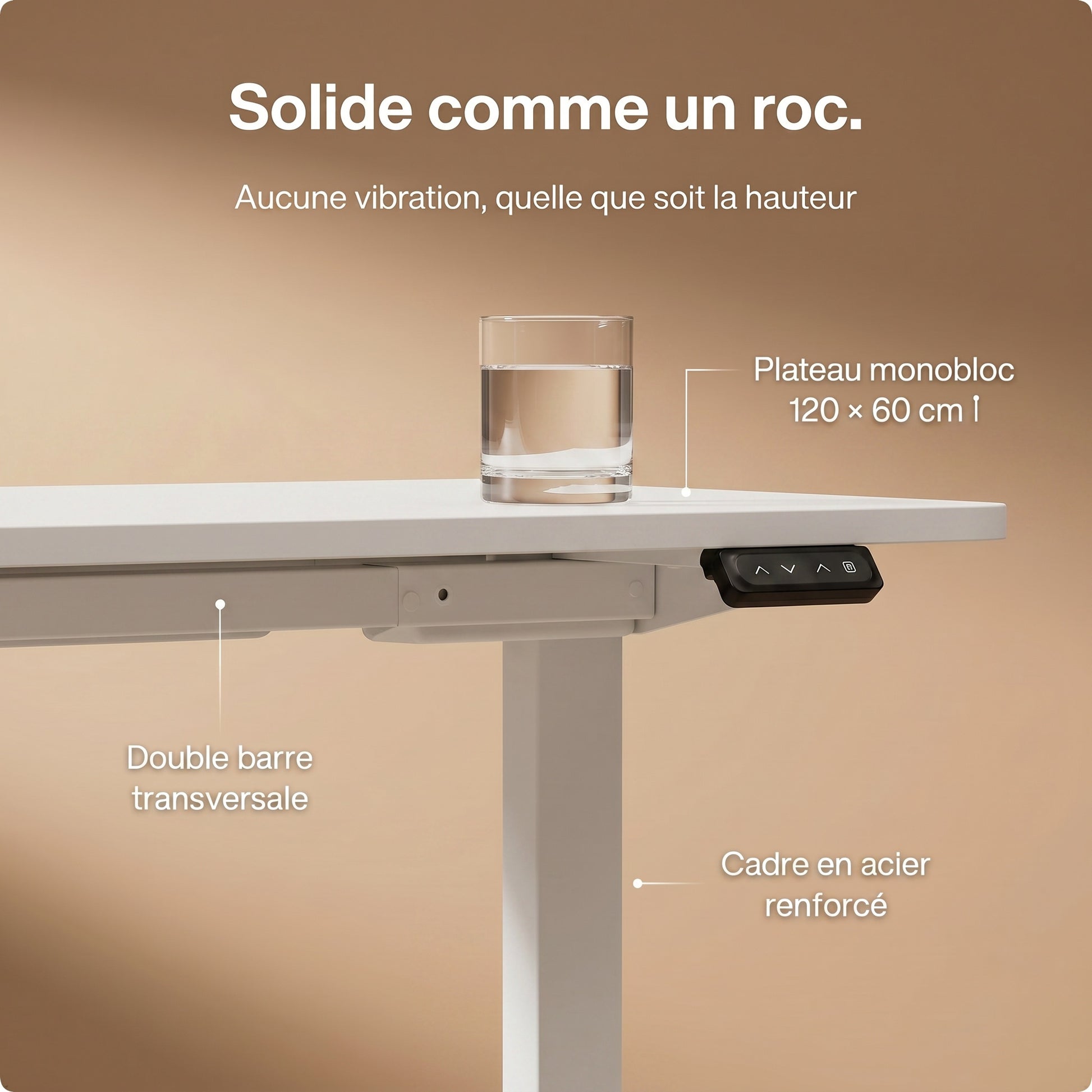 Bureau assis-debout électrique compact Postrua 120x60 cm — Blanc